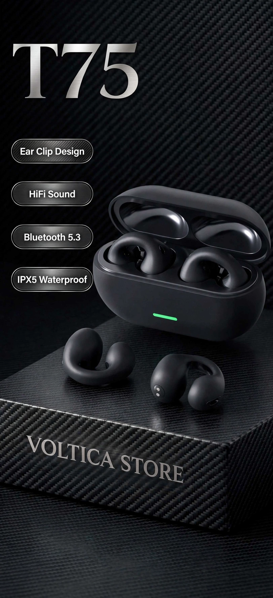 T75 ear-clip design
