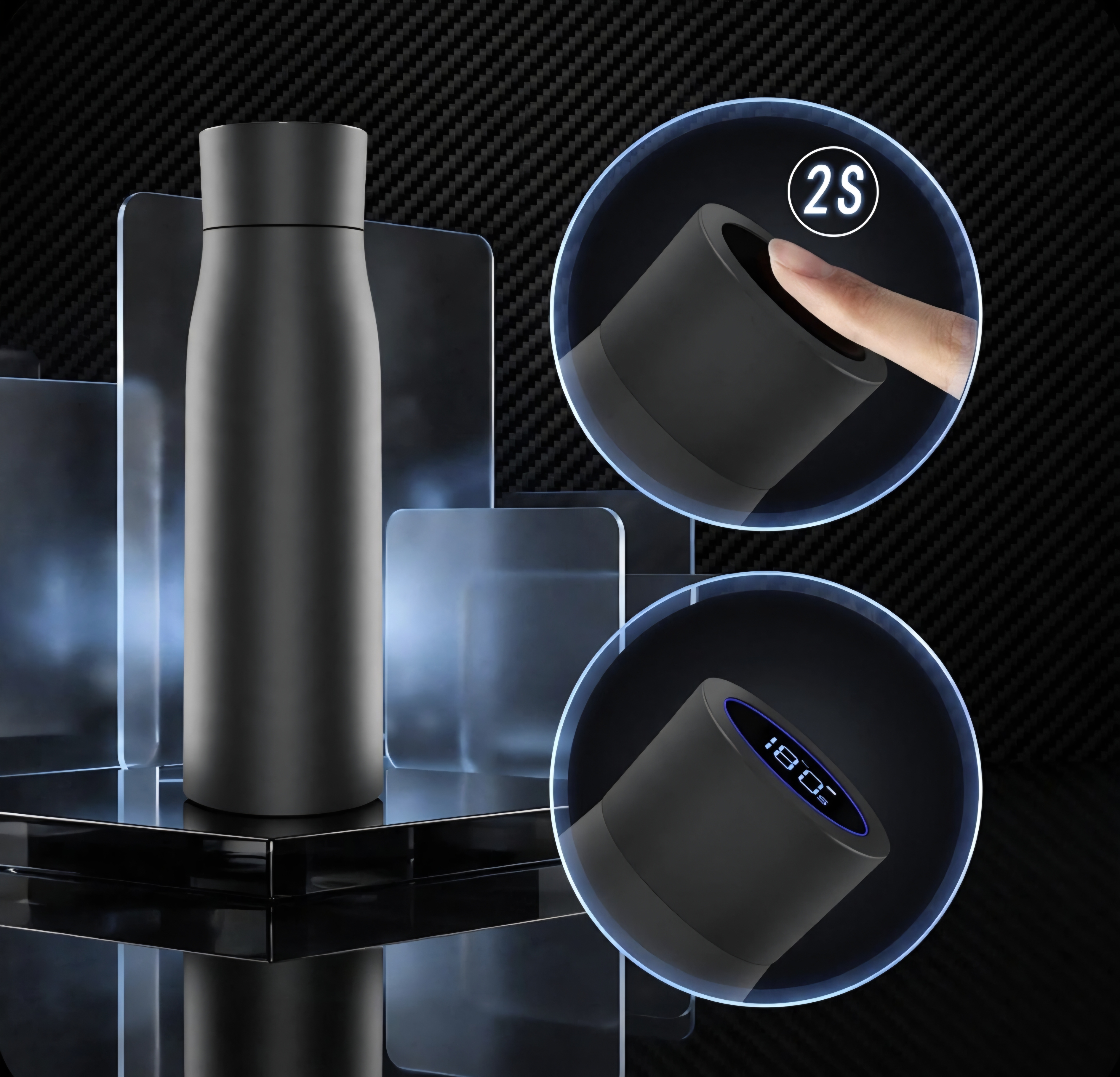 UVC bottle temperature display