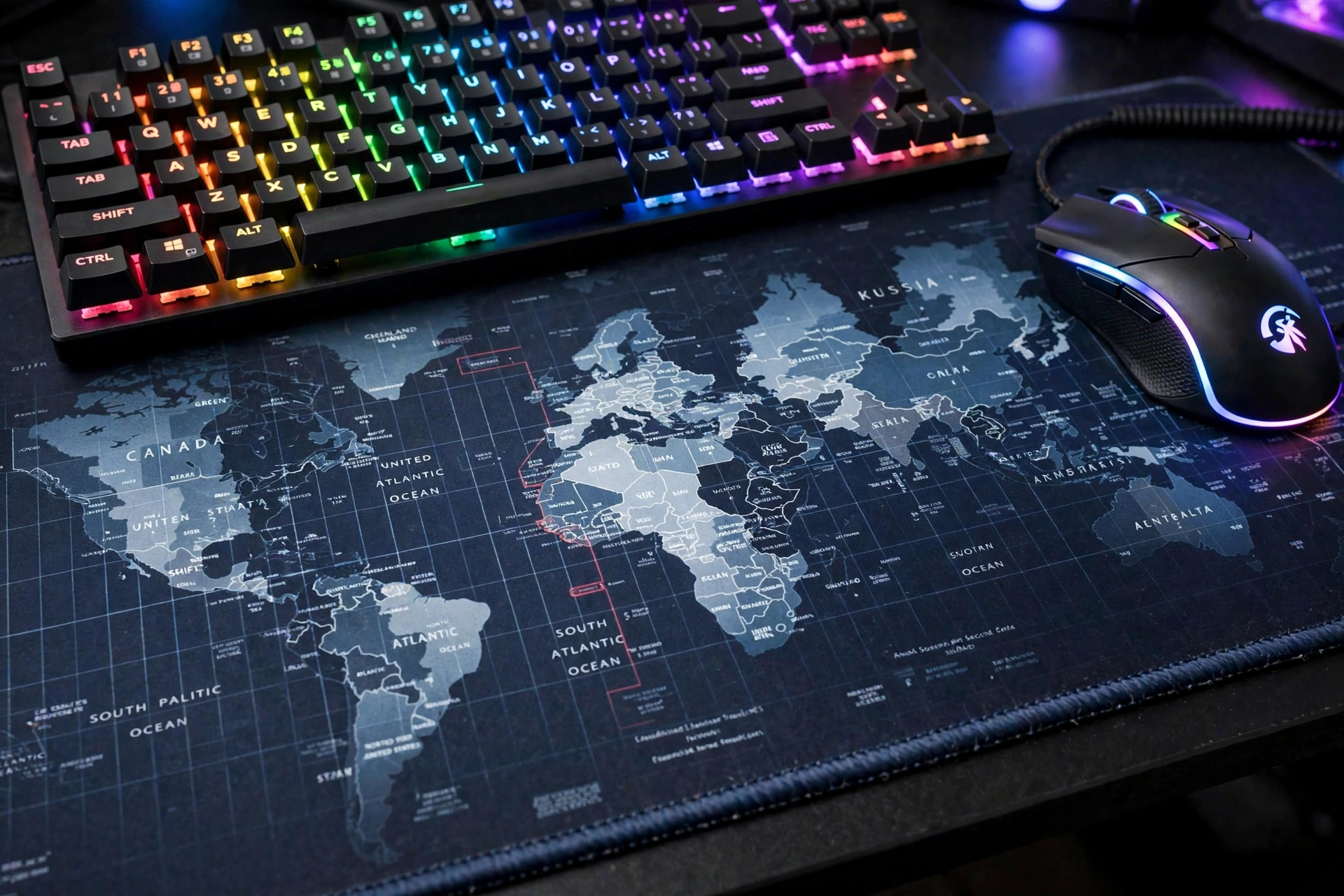 XXL World Map Gaming Mouse Pad 900x400x4mm — Large Desk Mat with HD World Map Design
