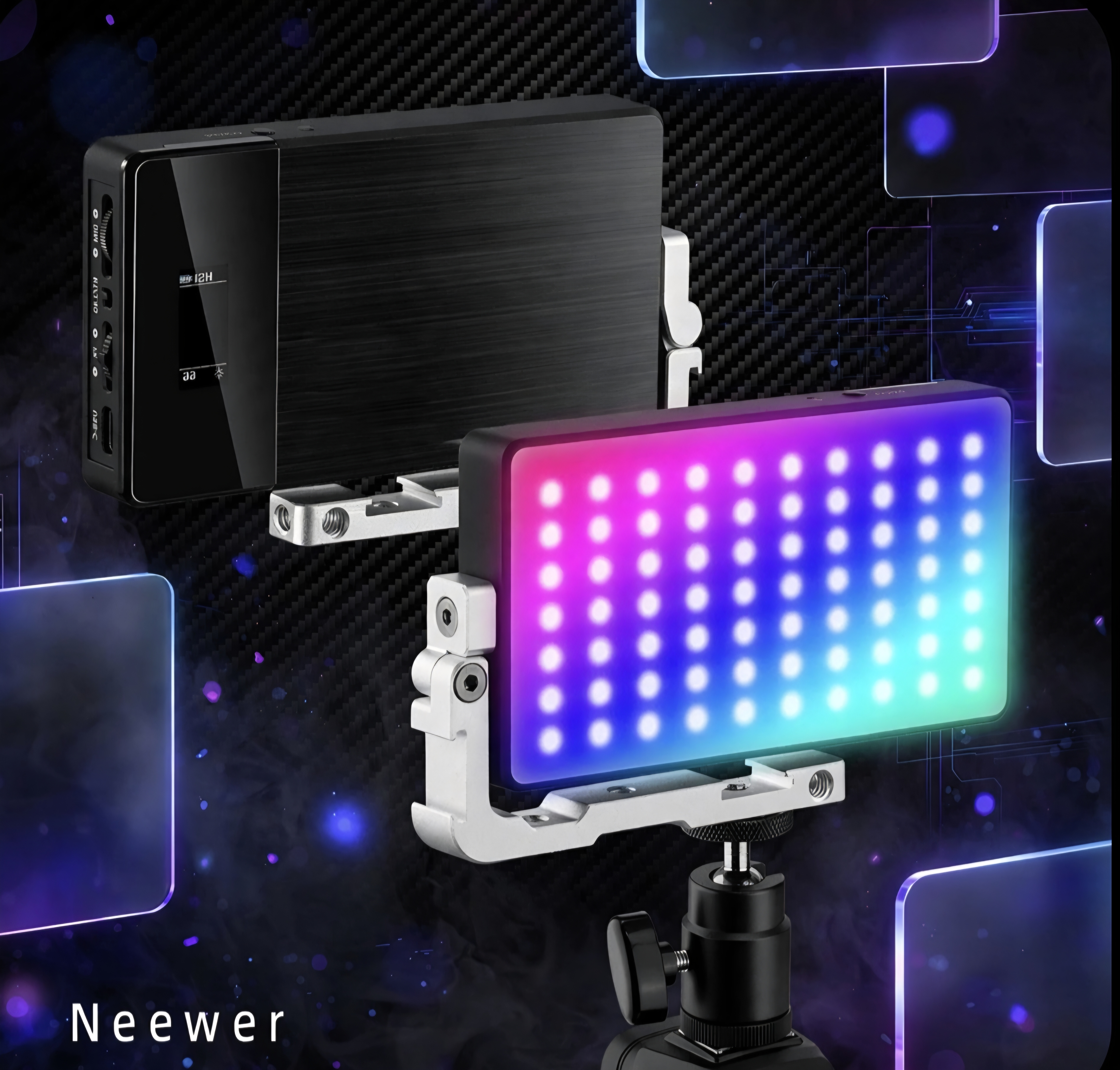 SL90 Professional RGB LED Video Light Panel — 150 LEDs, 1700 Lux, Aluminum Alloy Build