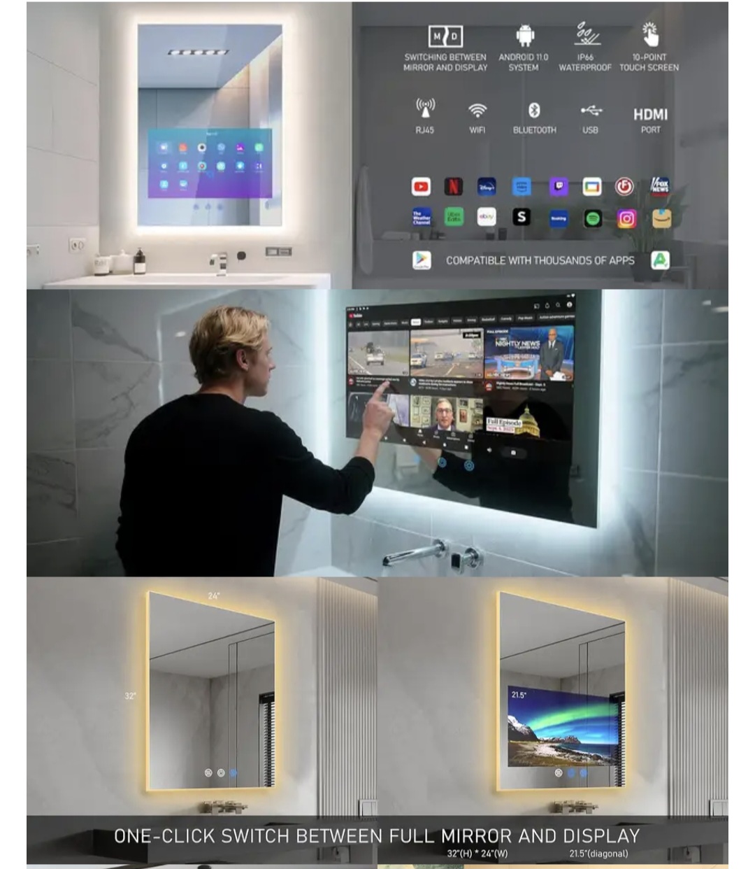 Smart mirror bathroom installation