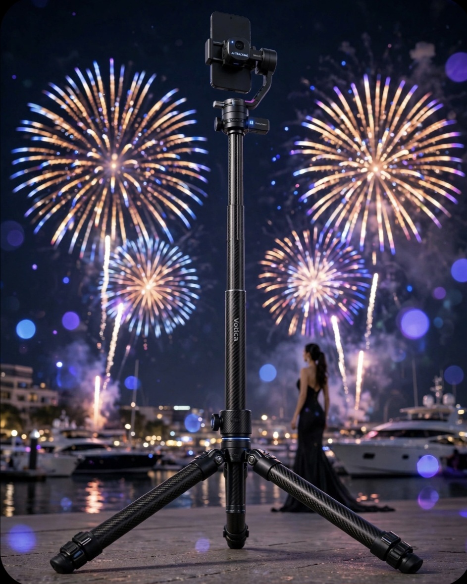 C22 Smartphone Single-Axis Stabilizer with AI Face Tracking — 3-in-1 Gimbal, Tripod & Selfie Stick